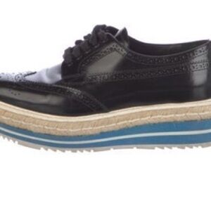 Prada Black and Blue Platform Brogues